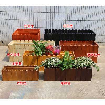 炭化木种花大号家庭果蔬木箱碳化防腐木花箱户外种盆栽62*62*50咖啡色