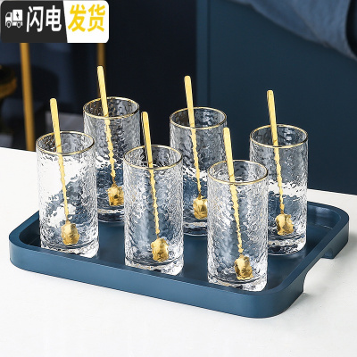 三维工匠英式下午花茶套装透明家用玻璃水果茶壶茶具北欧茶杯杯子可加热 玻璃花茶茶具7件套[281]配6勺子