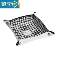 敬平纸巾盒网红创意轻奢家用客厅茶几车载抽纸盒复古北欧ins餐巾纸盒 千鸟格收纳盘[大号]