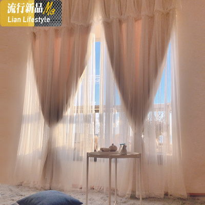 窗帘布2019新款简约卧室温馨韩式公主风遮光网红ins少女北欧飘窗 三维工匠