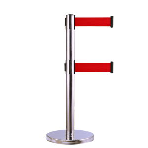 易企采 立柱配双2米伸缩带 一米线栏杆不锈钢银行警戒隔离线隔离带伸缩带围栏杆防疫排队隔离护栏 立柱配双2米伸缩带 6*32*90