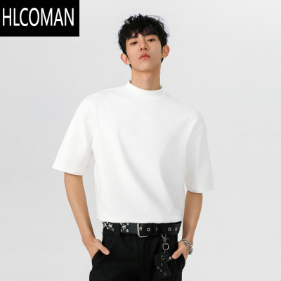 HLCOMAN白色短袖t恤男生2025夏季新款纯色半袖体恤宽松休闲内搭打底衫