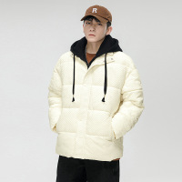 假两件棉衣男士冬季加厚韩版潮牌纯色连帽棉服宽松情侣装棉袄外套