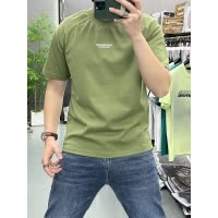 男士褶皱压条坎肩短袖圆领T恤夏季新款刺绣拼接青年时尚休闲男T恤