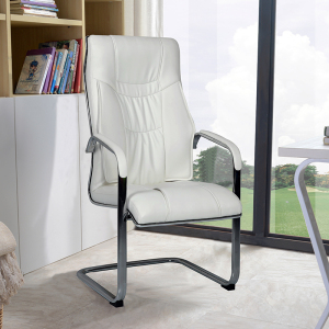 文灵办公椅家用电脑椅钢制会议椅简约会客皮椅弓形椅子