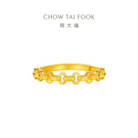 周大福链条寓意心心相扣足金黄金戒指活口女礼物(工费:320计价)EOF1412