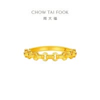 周大福链条寓意心心相扣足金黄金戒指活口女礼物(工费:320计价)EOF1412七夕礼物