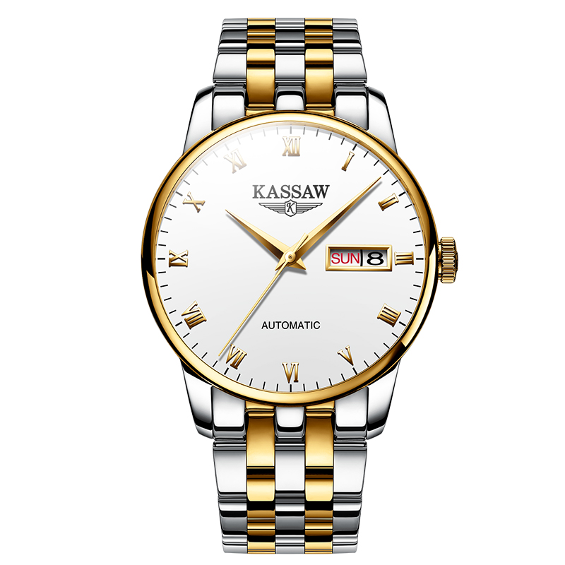 卡梭(kassaw)手表男防水双日历商务休闲自动机械表男表时尚学生男士