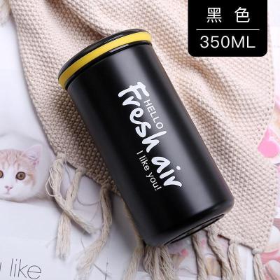 美帮汇小型容量保温杯男便携女学生小巧杯子创意简约潮流水杯瓶黑色