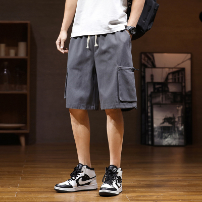 UYUK工装短裤男2021夏季薄款轻盈透气宽松直筒大口袋胖子五分休闲裤男