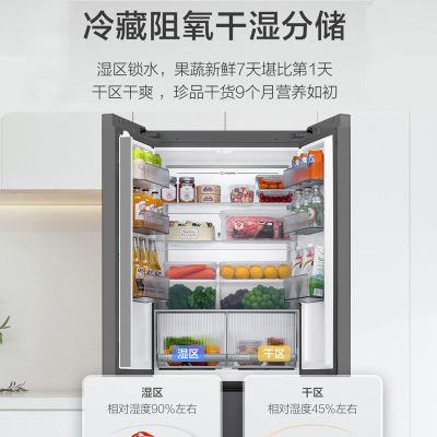 Haier/海尔BCD-413WGHFD1BSJU1小体积大容量全空间保鲜法式冰箱