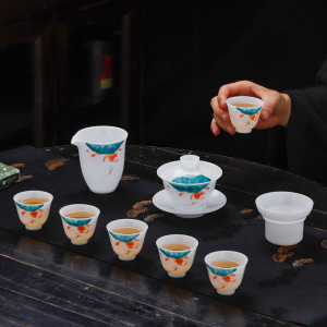 MULTIPOTENT功夫茶具整套陶瓷套装精美伴手礼盒装 鱼戏荷莲套组