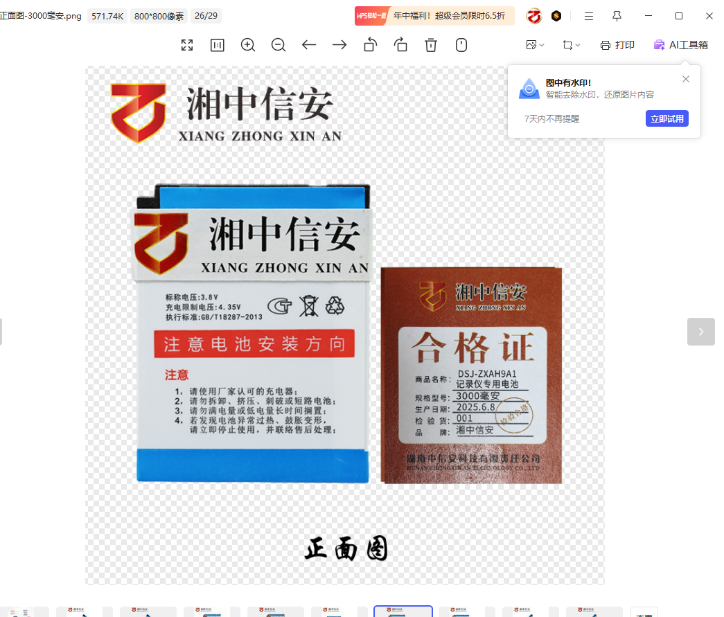 DSJ-ZXAH9A1记录仪专用电池 3000毫安