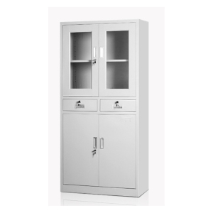 富和美(BNF)文件柜中二斗铁皮柜档案柜办公室文件柜抽屉柜带锁 灰白色加厚款(850L*390W*1800H)