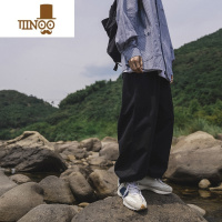 YANXUE2023秋装男休闲裤宽松复古纯色百搭直筒裤帅气学生阔腿束脚裤子