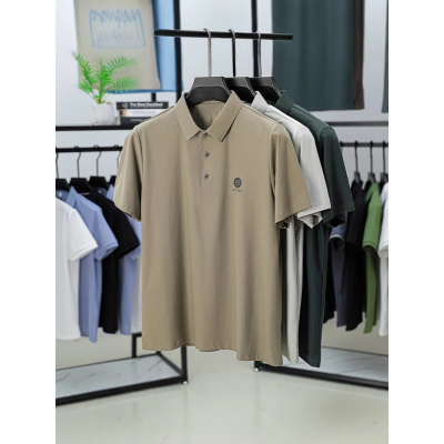 2025夏季新款翻领纯色T恤中年男士休闲商务高端男士POLO衫T恤