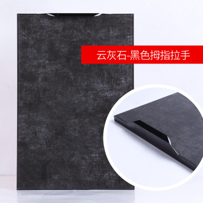  橱柜闪电客定做钢化玻璃晶钢厨房吊柜彩晶金刚灶台订制厨柜板 云石灰/平方米,拉手单算(黑色拇指拉手12元/支)