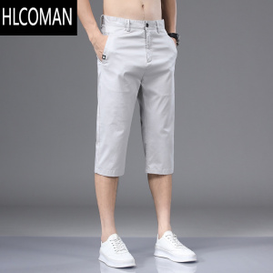 HLCOMAN夏季冰丝薄款短裤男休闲七分中裤男士直筒宽松夏天过膝7分裤
