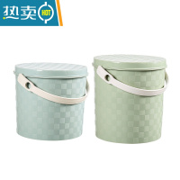 敬平塑料加厚可坐家用钓鱼桶手提洗澡篮洗车桶幼儿园收纳桶带盖水桶凳 小号蓝+大号绿
