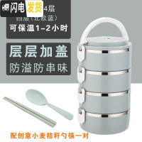三维工匠304不锈钢保温饭盒成人学生密封食堂手提简约女保温桶多层便当盒 四层[北欧蓝]