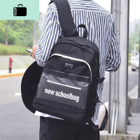 男士翻盖休闲包文艺风电脑背包学生帆布书包双肩包时尚潮流旅行包NEW LAKE Q56黑色