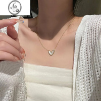JiMi爱心贝母项链锁骨链轻奢百搭钛钢金属ins风轻奢高级感百搭设计感