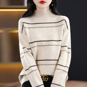 免费试穿 2025春秋装宽松半高领修身显瘦山羊绒衫女套头毛衣慵懒针织打底衫女专柜正品品牌羊绒衫女漂亮