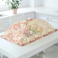 敬平(JING PING)长方形塑料餐桌伞折叠圆形遮菜罩厨房大号饭桌盖剩饭菜食物网罩子 方形金色约76*50cm饭罩