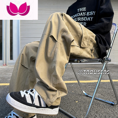 七斓日系复古工装裤男春季ins潮牌多口袋拼接设计感直筒宽松休闲长裤