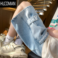 HLCOMAN美式复古男生牛仔短裤夏季薄款宽松嘻哈五分裤高街青少年