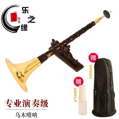 乐之缘唢呐乐器D调乌木唢呐D调专业演奏初学者成人唢呐大小号唢呐