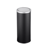 黑色圆形垃圾桶 翻盖带内桶30*70cm