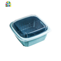 双层洗菜沥水篮带盖客厅果盆便携上班茶几冰箱果篮厨房蔬菜保鲜盒 FENGHOU 买3送1颜色随机洗菜篮洗菜篮