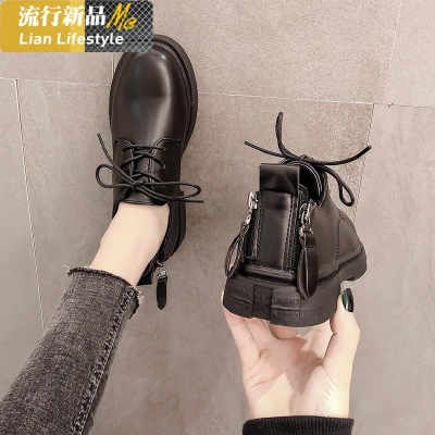 英伦风小皮鞋女2020春款新款学生韩版百搭复古平底春秋单鞋休闲鞋知义(ZHIYI)休闲鞋