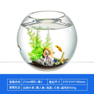 玻璃鱼缸加厚客厅小型精致造景圆球形家用金鱼缸桌面迷你乌龟缸