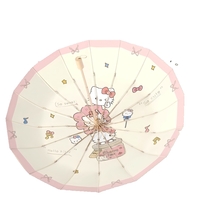 蒙虎荣威 KT猫太阳伞女16骨彩胶便携防晒防紫外线晴雨两用可爱卡通彩胶雨伞 把