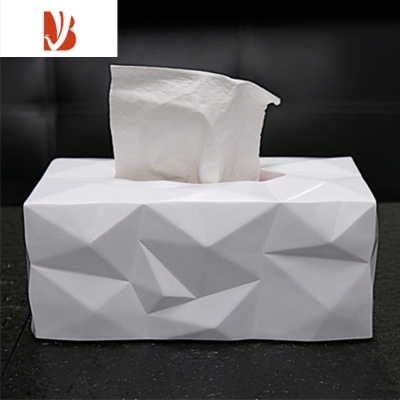 三维工匠北欧家纸巾盒创意纸巾抽纸盒简约样板房酒店客厅茶几抽纸巾盒网红 钻石面纸巾盒[白色]