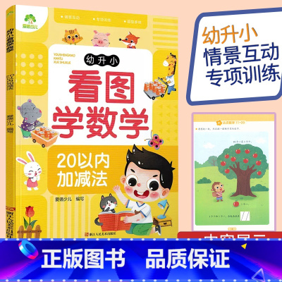 20以内加减法 幼小衔接 [正版]爱德少儿 幼升小看图学数学20以内加减法3-6岁学前儿童数学启蒙读物幼儿园大班数学同步