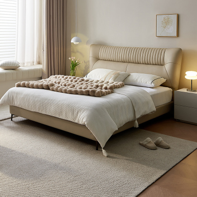 全友家居现代简约皮艺床互不打扰软床卧室真皮床双人皮床