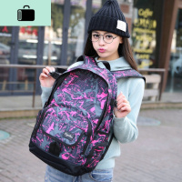 韩版双肩包女士旅行背包大容量电脑包帆布休闲初中学生书包男潮流NEW LAKE 大号875T粉色