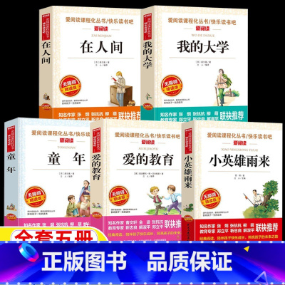 全套五册 [正版]童年在人间我的大学名师导读带批注高尔基三部曲全套爱的教育天地出版社小英雄雨来民主与建设出版社快乐读书吧