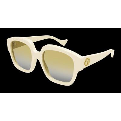 古驰(GUCCI)女士白框黄 lens 尼龙材质时尚休闲太阳镜