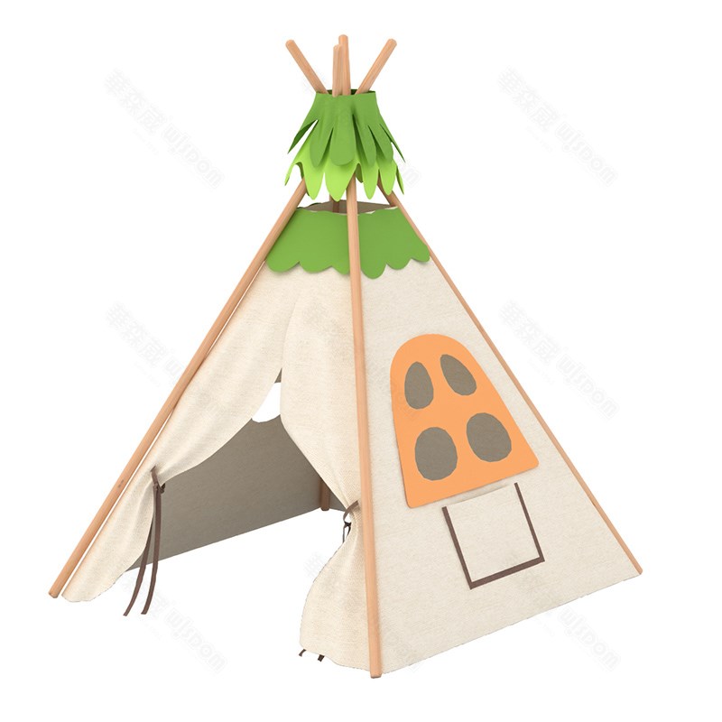 华森葳儿童家具 布艺帐篷小屋 阅读分享屋 透明钻笼-浅棕色