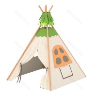 华森葳儿童家具 布艺帐篷小屋 阅读分享屋 透明钻笼-浅棕色