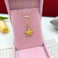 新款仿越南沙金项链女欧币镀金磨砂树叶吊坠枫叶项链仿黄金首饰送女朋友老婆情人节七夕生日礼物