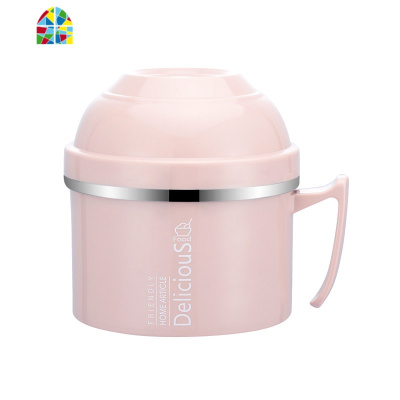 大号304不锈钢快餐杯学生饭缸宿舍碗筷套装带盖饭盒女家用泡面碗 FENGHOU 北欧绿[勺子+筷子+叉子+绿条纹手提袋]