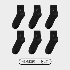 花花公子袜子男士纯棉中筒透气吸汗长筒全棉短袜秋冬加厚冬季长袜