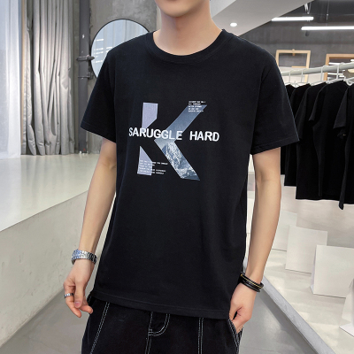 吉普战车2021年夏季新款中青年棉质大码短袖T恤男士t恤男圆领印花T恤男士休闲百搭透气男士体恤男装JIPUZHANCHE