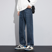 金盾(KIN DON)品牌新款烟灰色牛仔裤男直筒宽松休闲黑色高端百搭秋冬厚款加大码肥佬裤子