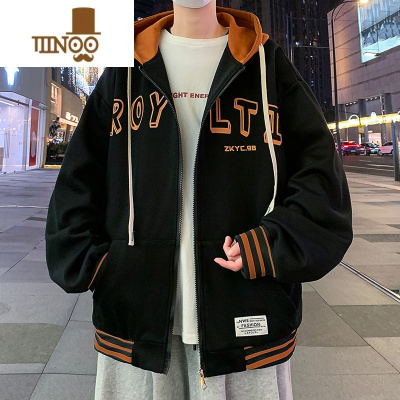 YANXU港风卫衣男宽松连帽休闲夹克外套2023新款开衫上衣